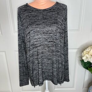 Rag & Bone Camden Sweater Jersey Long Sleeve With Zippers Black Heather LG B12